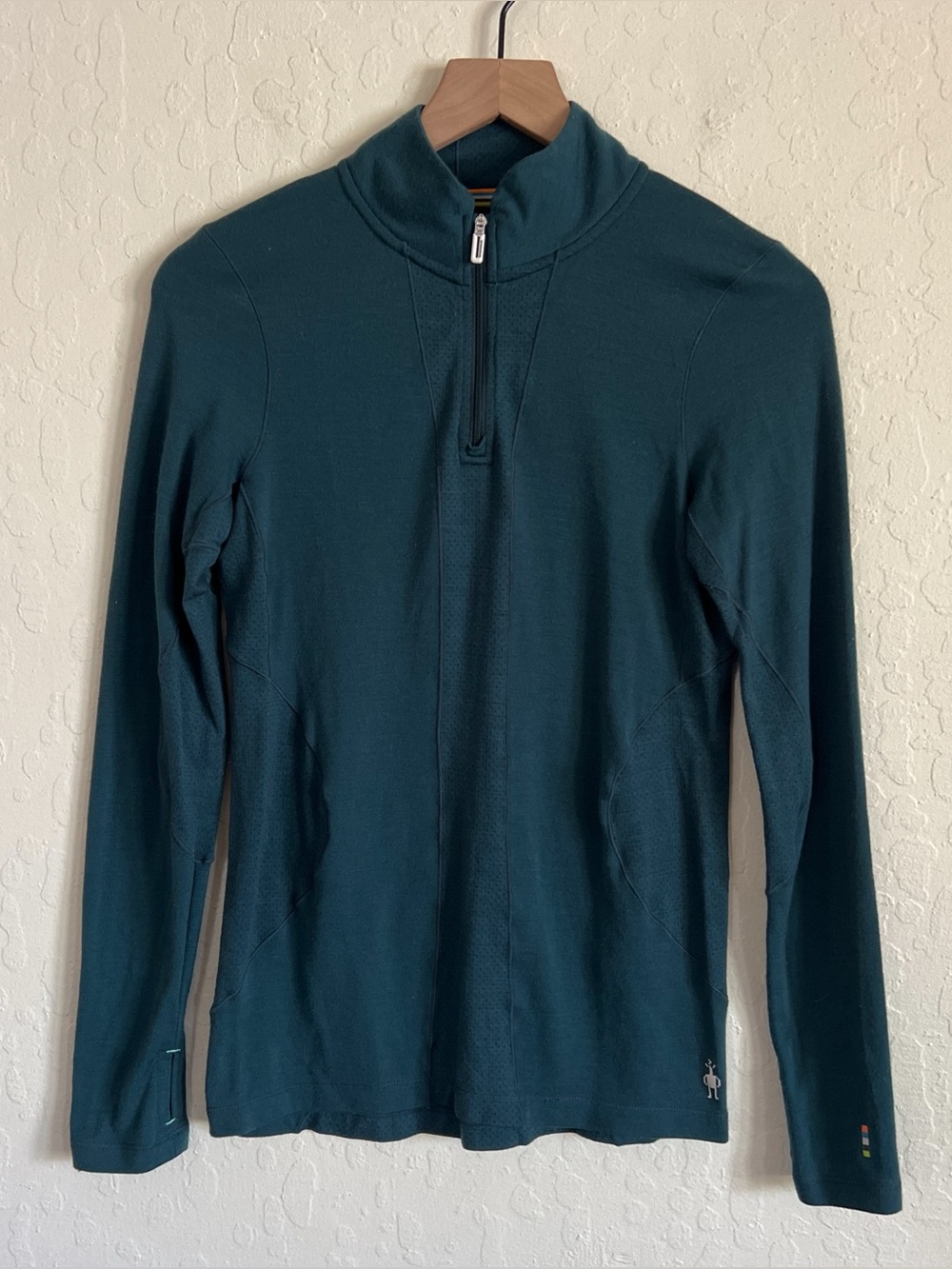 Smartwool Merino Wool 1/4 Zip Mock Neck Long Sleeve Base Layer Shirt Top Small